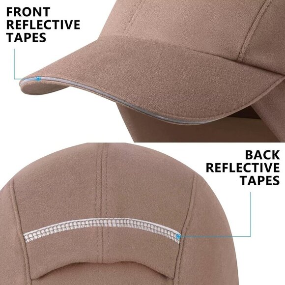 〽️Women\'s Brown Winter Reflective Fleece Ponytail Hat with Ear Warmers main image 5